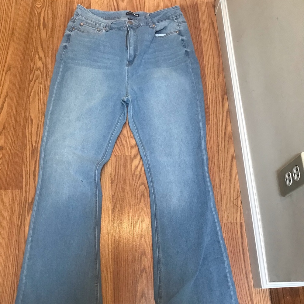 Blue jean bell bottoms.